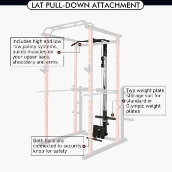 RitFit Power Cage with LAT Pull Down and 360° Landmine, 1000LB Capacity Power Rack Full Home Gym for Weightlifting, Come with J-Cups,Dip Bars and Other Attachments (Upgraded Version)