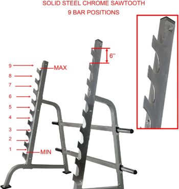 Valor Fitness BD-19 Squat Rack and Bench Press Rack with Steel Sawtooth Barbell Safety Catches