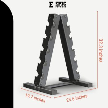 Epic Fitness 150-Pound Premium Hex Dumbbell Set with Heavy Duty A-Frame Rack