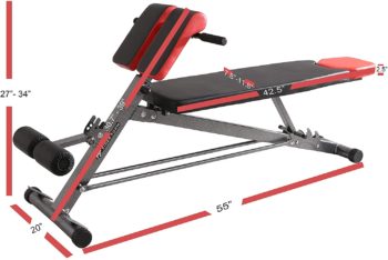 FINER FORM Multi-Functional Weight Bench for Full All-in-One Body Workout – Hyper Back Extension, Roman Chair, Adjustable Ab Sit up Bench, Decline Bench, Flat Bench