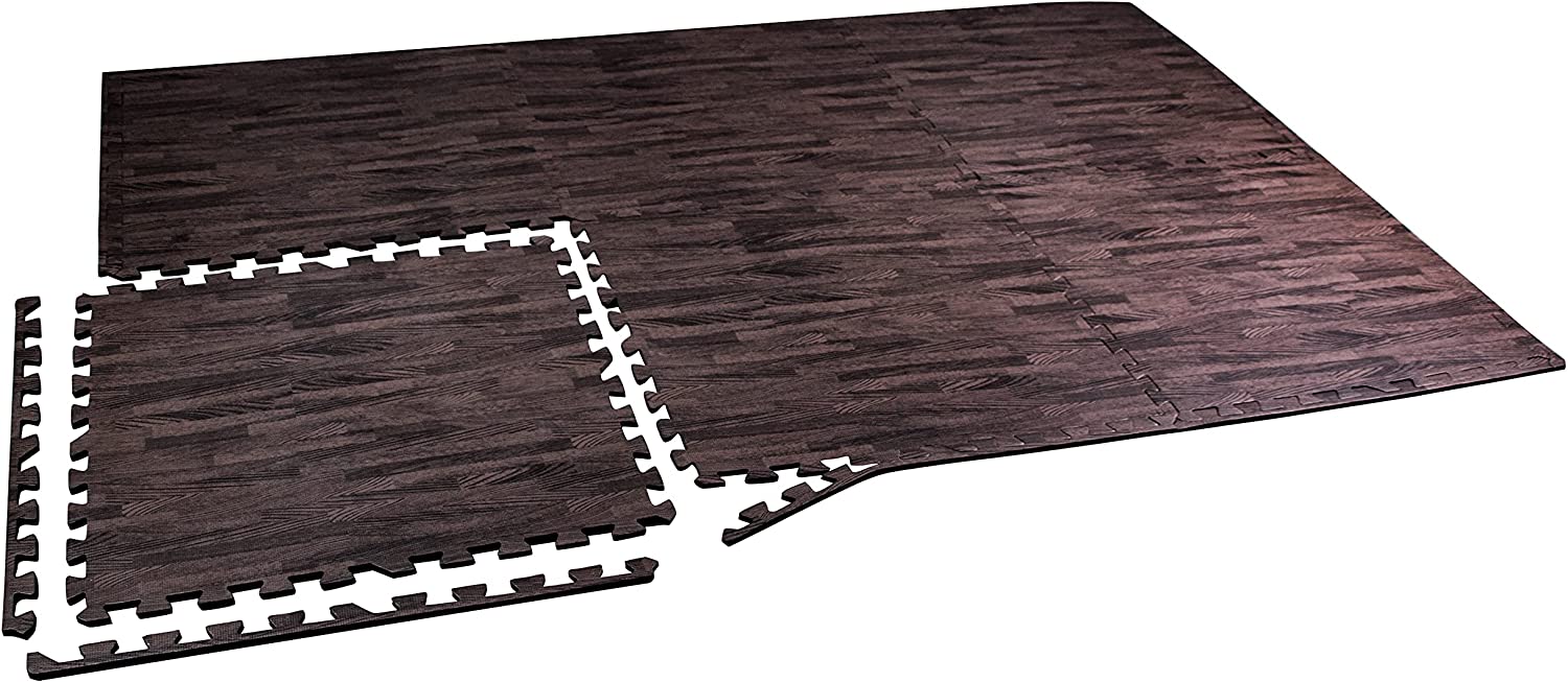 Yes4All Wood Grain Floor Mats Interlocking Exercise Foam Mats – Cover...