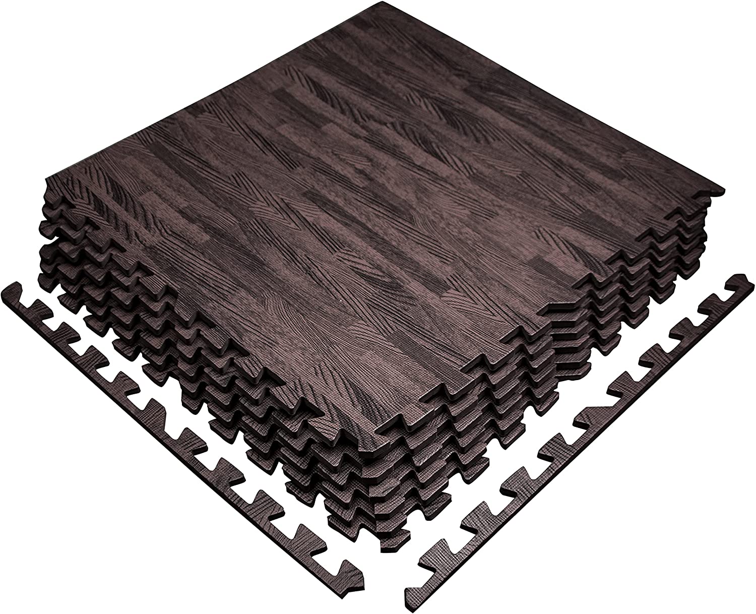 Yes4all Wood Grain Floor Mats Interlocking Exercise Foam Mats – Cover