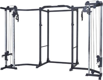 papababe Power Cage, Cable Crossover Machine, Power Rack Squat Rack with LAT Pull Down& Cable Crossover Attachments