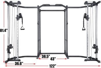 papababe Power Cage, Cable Crossover Machine, Power Rack Squat Rack with LAT Pull Down& Cable Crossover Attachments