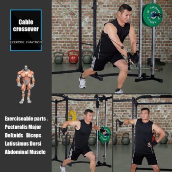 papababe Power Cage, Cable Crossover Machine, Power Rack Squat Rack with LAT Pull Down& Cable Crossover Attachments