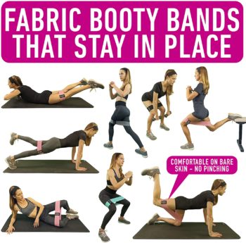 Vergali Fabric Booty Bands for Women Butt and Legs. Set of 4 Non Slip Cloth Resistance Working Out Band for Glute, Thigh, Squat with Workout Resistant Fitness Training Guide to Exercise at Home or Gym