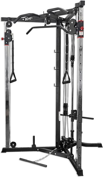 Valor Fitness BD-61 Cable Crossover Station with LAT Pull, Row Bar, and Multi-Grip Pull-Up Station