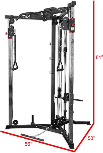 Valor Fitness BD-61 Cable Crossover Station with LAT Pull, Row Bar, and Multi-Grip Pull-Up Station