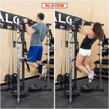 Valor Fitness BD-61 Cable Crossover Station with LAT Pull, Row Bar, and Multi-Grip Pull-Up Station