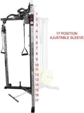 Valor Fitness BD-61 Cable Crossover Station with LAT Pull, Row Bar, and Multi-Grip Pull-Up Station