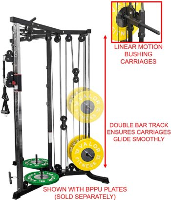 Valor Fitness BD-61 Cable Crossover Station with LAT Pull, Row Bar, and Multi-Grip Pull-Up Station