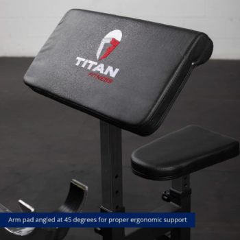 Titan Fitness Adjustable Preacher Curl Station, Seated Strength Training Bench, Rated 250 LB, Bicep Home Gym Fitness Equipment