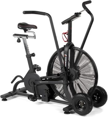 Titan Fitness Fan Bike 50.25 in. x 20.375 in. 111 lb. Heavy Duty Steel Removable Fan Guard LCD Console Display