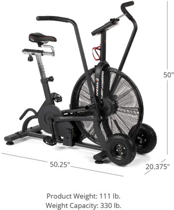 Titan Fitness Fan Bike 50.25 in. x 20.375 in. 111 lb. Heavy Duty Steel Removable Fan Guard LCD Console Display