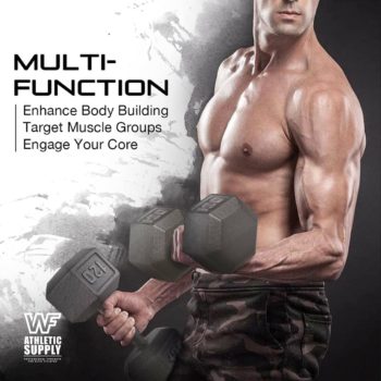 WF Athletic Supply Cast Iron Dumbbell Set, Solid Hexagon Grey Dumbbell Set, Strength Training Free Weights for Women & Men