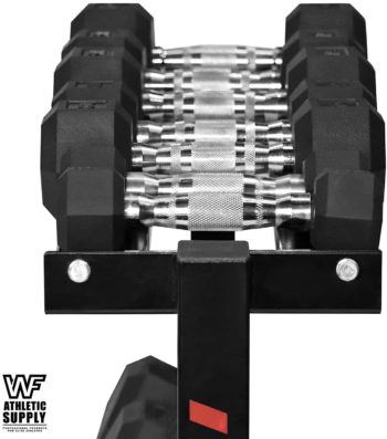 WF Athletic Supply Rubber Coated Hex Dumbbell Set with Two Tier Premium Storage Rack Built for Strength Building, Weight Loss & Home Gym – Multiple Sets Available