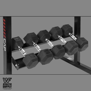 WF Athletic Supply Rubber Coated Hex Dumbbell Set with Two Tier Premium Storage Rack Built for Strength Building, Weight Loss & Home Gym – Multiple Sets Available