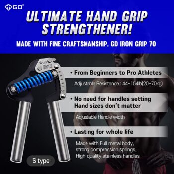 GD Iron Grip 70 Hand Grip Strengthener (Adjustable Hand Grip) Wrist and Forearm Strength Trainer Hand Strengthner