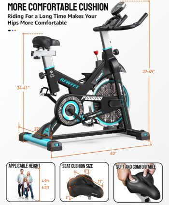 pooboo Magnetic Resistance Indoor Cycling Bike, Belt Drive Indoor Exercise Bike Stationary LCD Monitor with Ipad Mount ＆Comfortable Seat Cushion for Home Cardio Workout Cycle Bike Training 2022 Upgraded Version