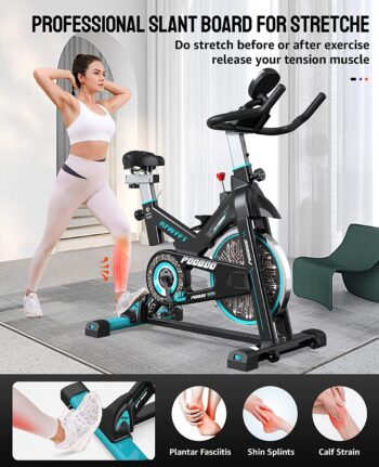 pooboo Magnetic Resistance Indoor Cycling Bike, Belt Drive Indoor Exercise Bike Stationary LCD Monitor with Ipad Mount ＆Comfortable Seat Cushion for Home Cardio Workout Cycle Bike Training 2022 Upgraded Version