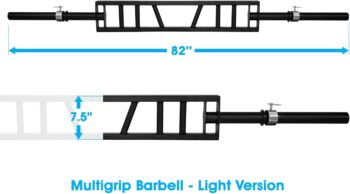 Yes4All Multi Grip Barbell with 2 Collars- Fits Olympic Weight Plates, Steel, Black - Multigrip Barbell