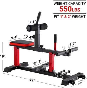 GMWD Fitness Calf Raise Machine, 550LBS Leg Strength Training Machine with Band Pegs and Transport Wheels, Lower Body Specialty Machine