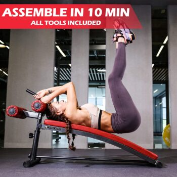 Gym-Quality Sit Up Bench with Reverse Crunch Handle - Solid Ab Workout Equipment for Your Home Gym. More Effective than an Ab Machine or Ab Roller. Get a Great Abdominal Workout at Home