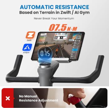 RENPHO Auto Resistance Exercise Bike for Zwift, AI Smart Stationary Indoor Cycling Bike, Bluetooth Fitness Upright Bike for Home Gym, Workout Cycle Bicycle