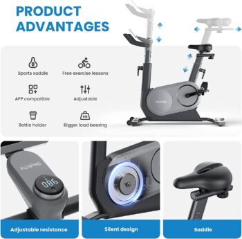 RENPHO Auto Resistance Exercise Bike for Zwift, AI Smart Stationary Indoor Cycling Bike, Bluetooth Fitness Upright Bike for Home Gym, Workout Cycle Bicycle