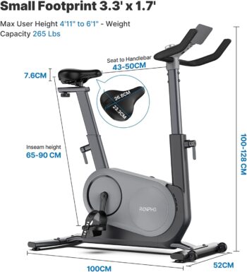 RENPHO Auto Resistance Exercise Bike for Zwift, AI Smart Stationary Indoor Cycling Bike, Bluetooth Fitness Upright Bike for Home Gym, Workout Cycle Bicycle