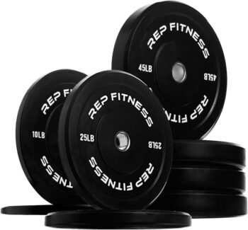 REP FITNESS Black Bumper Plates for Strength and Conditioning Workouts and Weightlifting