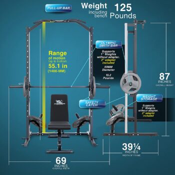 ANYTHING SPORTS Compact Smith Machine with Adjustable Bench