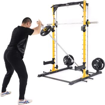 Altas Strength Squat Rack Power Cage Function Half Smith Workout Light Commercial Home Gym Fitness Equipment Tower Weight Lifting Machine Upper Body Strength Training 3035