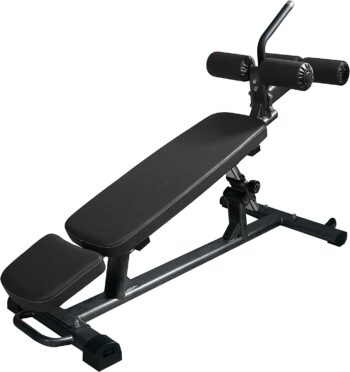 Finer Form Semi-Commercial Sit-Up Bench For Core Workouts and Decline Bench Press. Adjustable Weight Bench with Reverse Crunch Handle with 4 Adjustable Height Settings. Great Ab Workout Equipment