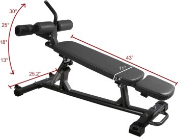 Finer Form Semi-Commercial Sit-Up Bench For Core Workouts and Decline Bench Press. Adjustable Weight Bench with Reverse Crunch Handle with 4 Adjustable Height Settings. Great Ab Workout Equipment