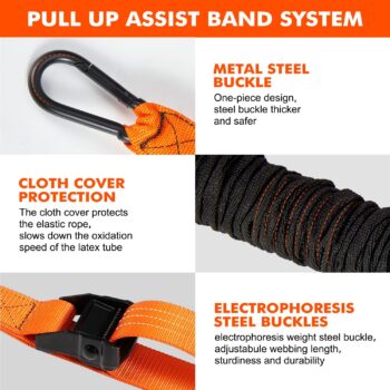 Pull Up Assistance Bands, Heavy Duty Resistance Band for Pull Up Assist, Adjustable Weight/Size with Fabric Feet/Knee Rest, Bands for Pull Up Assist for Strength Training, Patented Pull Up Assist Band