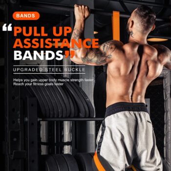 Pull Up Assistance Bands, Heavy Duty Resistance Band for Pull Up Assist, Adjustable Weight/Size with Fabric Feet/Knee Rest, Bands for Pull Up Assist for Strength Training, Patented Pull Up Assist Band