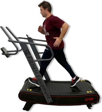 SB Fitness Equipment CT400 Self Generated Curved Commercial Exercise Workout Treadmill with 3 Resistance Levels and Front Digital Display