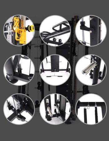 ALTAS Strength AL-3000F Multi Function Smith Machine Black and Yellow 2000IB Workout Light Commercial Fitness Equipment