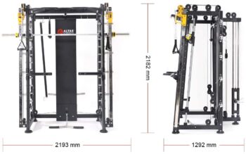 ALTAS Strength AL-3000F Multi Function Smith Machine Black and Yellow 2000IB Workout Light Commercial Fitness Equipment