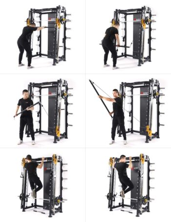 ALTAS Strength AL-3000F Multi Function Smith Machine Black and Yellow 2000IB Workout Light Commercial Fitness Equipment