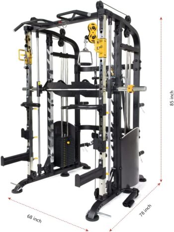 Altas Strength Smith Machine Light Commercial Home Gym Total Body Cage Workout Gym Equipment Tower Squat Rack with Pulley Ratio 2:1 Weight Lifting Machine Leg Press Strength Training M810