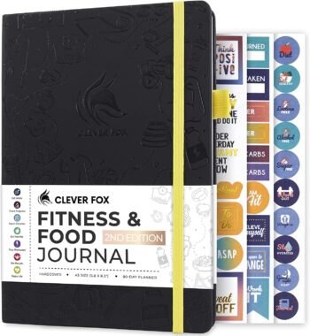 Clever Fox Fitness & Food Journal – Nutrition & Workout Planner for Women & Men – Diet & Gym Exercise Log Book with Calendars, Diet & Training Trackers