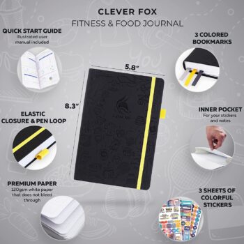 Clever Fox Fitness & Food Journal – Nutrition & Workout Planner for Women & Men – Diet & Gym Exercise Log Book with Calendars, Diet & Training Trackers