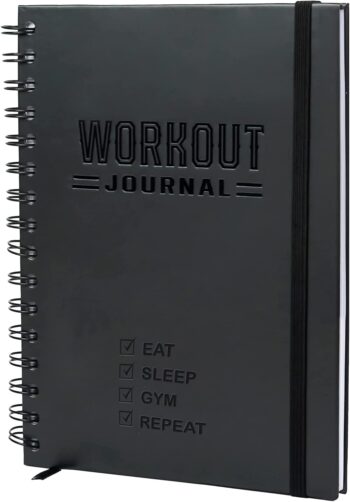 Hardcover Fitness Journal Workout Planner for Men & Women - A5 Sturdy Workout Log Book to Track Gym & Home Workouts