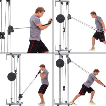 Merax Wall Mount Cable Station with Adjustable Dual Pulley System Pull Down Fitness Station