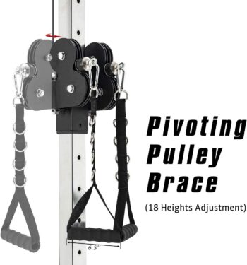 Merax Wall Mount Cable Station with Adjustable Dual Pulley System Pull Down Fitness Station