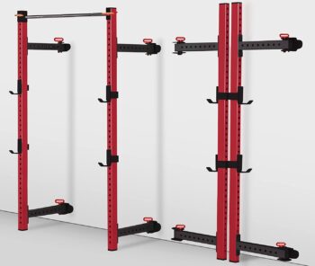 Merax Wall Mount Folding Squat Rack, 1000lb Capacity Fold Back Fold-in Power Rack with Pull Up Bar, J-Cups for Space-Saving Home Gym Fitness Equipment