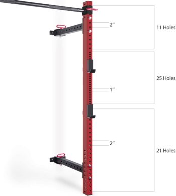 Merax Wall Mount Folding Squat Rack, 1000lb Capacity Fold Back Fold-in Power Rack with Pull Up Bar, J-Cups for Space-Saving Home Gym Fitness Equipment