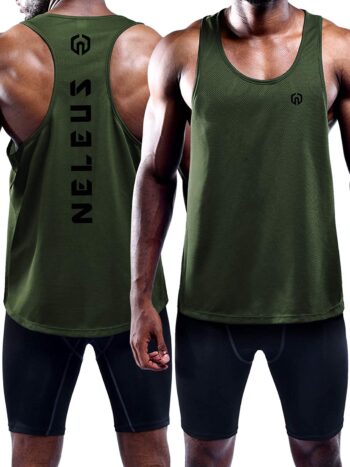 NELEUS Men's 3 Pack Dry Fit Y-Back Muscle Tank Top